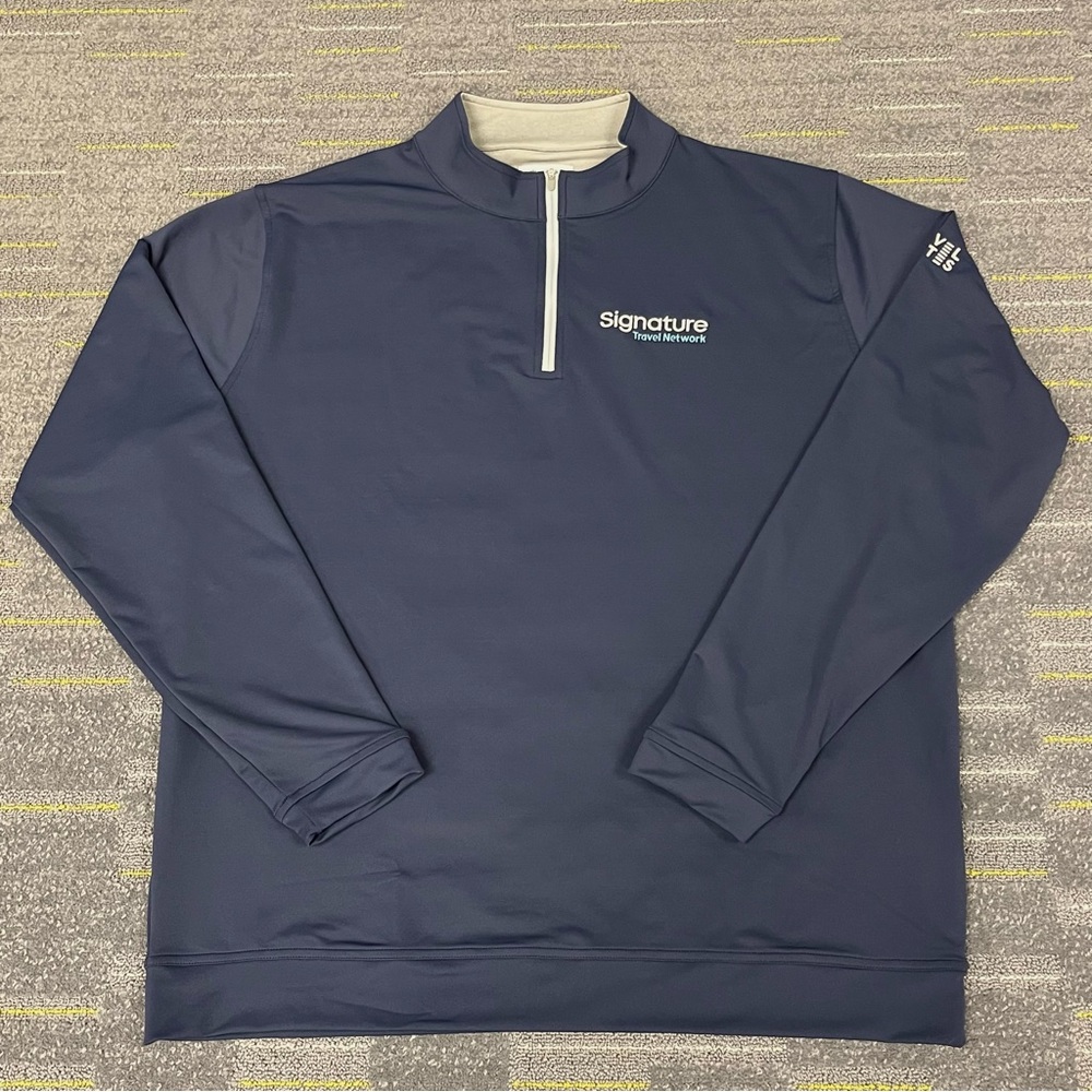 Peter Millar Perth Performance Quarter 1/4 Zip Pullover Men’s 2XL Blue Golf